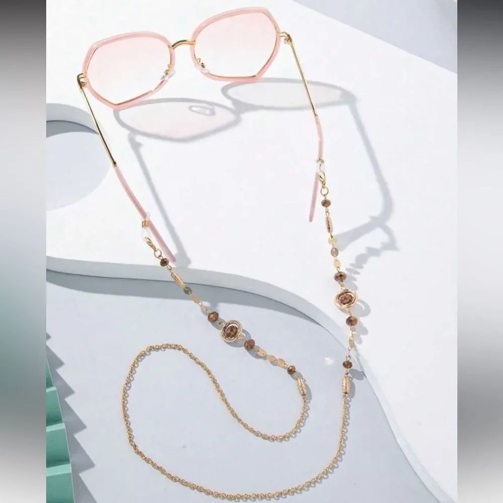 Gold brown Beaded eyewear chain A1666